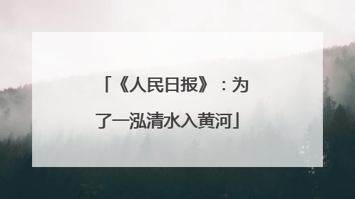 《人民日报》：为了一泓清水入黄河