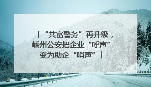 “共富警务”再升级，嵊州公安把企业“呼声”变为助企“哨声”