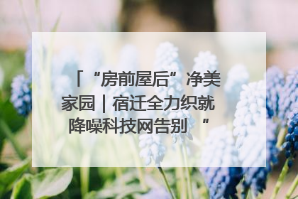 “房前屋后”净美家园｜宿迁全力织就降噪科技网告别 “声” 烦恼