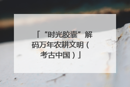 “时光胶囊”解码万年农耕文明（考古中国）