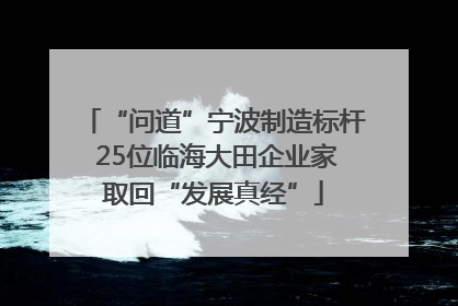 “问道”宁波制造标杆 25位临海大田企业家取回“发展真经”