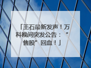 王石最新发声！万科晚间突发公告：“售股”回血！