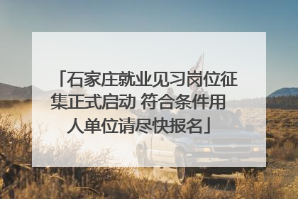 石家庄就业见习岗位征集正式启动 符合条件用人单位请尽快报名