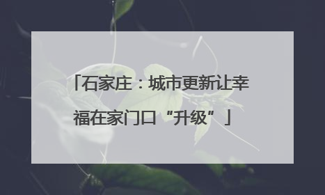 石家庄：城市更新让幸福在家门口“升级”
