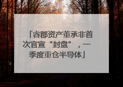 睿郡资产董承非首次官宣“封盘”，一季度重仓半导体