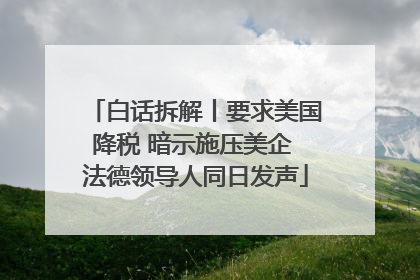 白话拆解丨要求美国降税 暗示施压美企 法德领导人同日发声