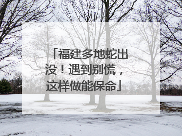 福建多地蛇出没！遇到别慌，这样做能保命
