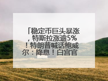 稳定币巨头暴涨，特斯拉涨逾5%！特朗普喊话鲍威尔：降息！白宫官员：特朗普无与马斯克交谈计划，他正考虑卖掉红色特斯拉