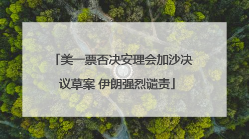 美一票否决安理会加沙决议草案 伊朗强烈谴责