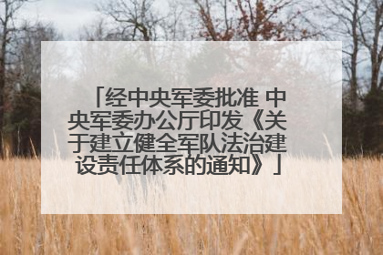 经中央军委批准 中央军委办公厅印发《关于建立健全军队法治建设责任体系的通知》