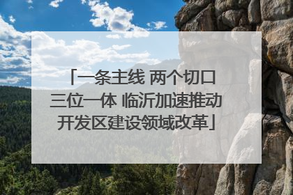 一条主线 两个切口 三位一体 临沂加速推动开发区建设领域改革