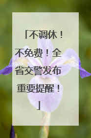 不调休！不免费！全省交警发布重要提醒！