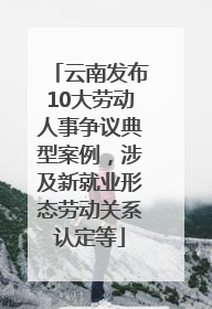 云南发布10大劳动人事争议典型案例，涉及新就业形态劳动关系认定等