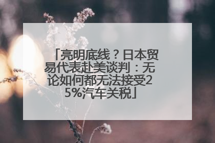 亮明底线？日本贸易代表赴美谈判：无论如何都无法接受25%汽车关税