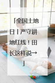全国土地日丨严守耕地红线！田长这样说→