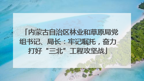 内蒙古自治区林业和草原局党组书记、局长：牢记嘱托，奋力打好“三北”工程攻坚战