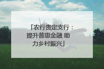 农行贵定支行：提升普惠金融 助力乡村振兴
