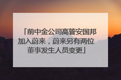 前中金公司高管安国邦加入蔚来，蔚来另有两位董事发生人员变更