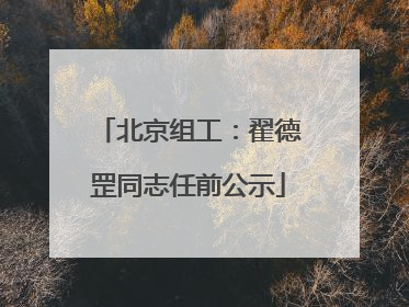 北京组工：翟德罡同志任前公示