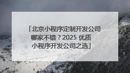 北京小程序定制开发公司哪家不错？2025 优质小程序开发公司之选