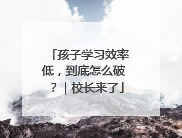 孩子学习效率低，到底怎么破？｜校长来了