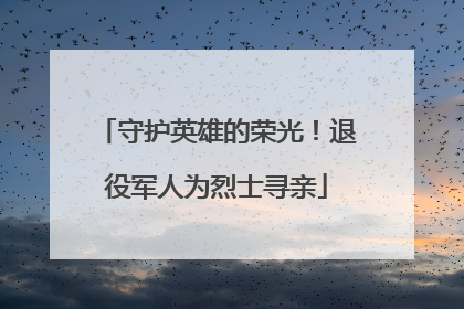 守护英雄的荣光！退役军人为烈士寻亲