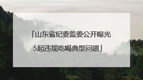 山东省纪委监委公开曝光5起违规吃喝典型问题