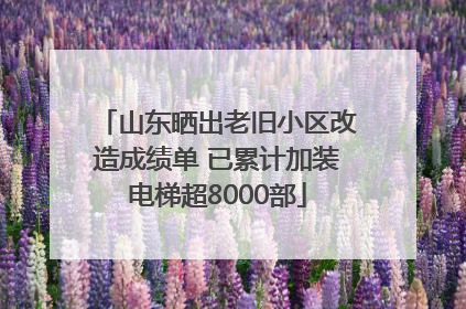 山东晒出老旧小区改造成绩单 已累计加装电梯超8000部