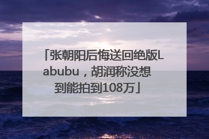 张朝阳后悔送回绝版Labubu，胡润称没想到能拍到108万