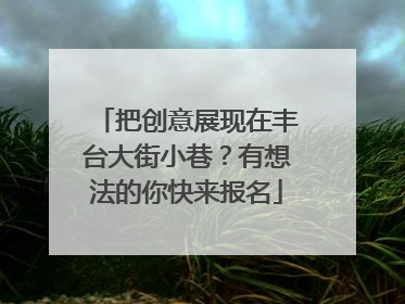 把创意展现在丰台大街小巷？有想法的你快来报名
