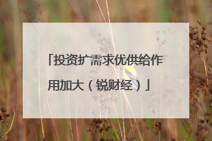 投资扩需求优供给作用加大（锐财经）
