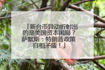 新台币异动折射出的是美国资本困局？萨默斯：特朗普政策自相矛盾！