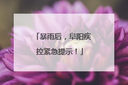 暴雨后，阜阳疾控紧急提示！