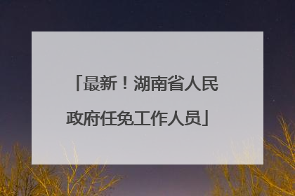 最新！湖南省人民政府任免工作人员