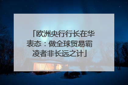 欧洲央行行长在华表态：做全球贸易霸凌者非长远之计