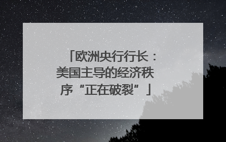 欧洲央行行长：美国主导的经济秩序“正在破裂”