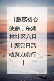 激荡初心使命，东湖村社区六月主题党日活动聚力前行