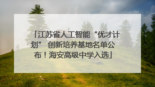 江苏省人工智能“优才计划” 创新培养基地名单公布！海安高级中学入选