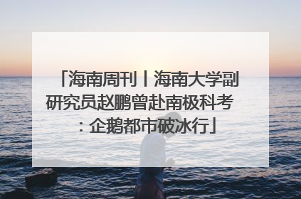 海南周刊丨海南大学副研究员赵鹏曾赴南极科考：企鹅都市破冰行