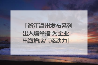 浙江温州发布系列出入境举措 为企业出海增底气添动力