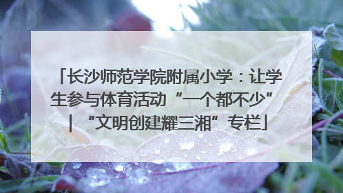 长沙师范学院附属小学：让学生参与体育活动“一个都不少”｜“文明创建耀三湘”专栏