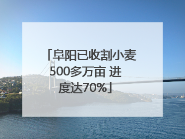 阜阳已收割小麦500多万亩 进度达70%