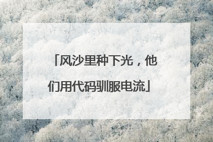 风沙里种下光，他们用代码驯服电流
