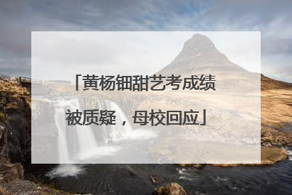 黄杨钿甜艺考成绩被质疑，母校回应