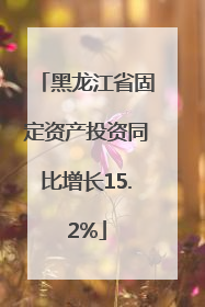黑龙江省固定资产投资同比增长15.2%