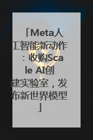 Meta人工智能新动作：收购Scale AI创建实验室，发布新世界模型